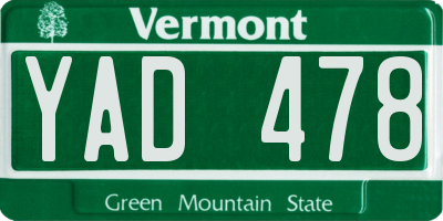 VT license plate YAD478