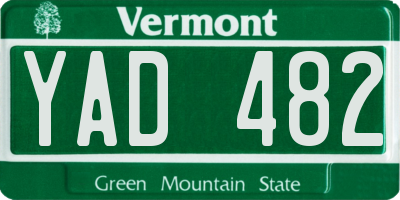 VT license plate YAD482
