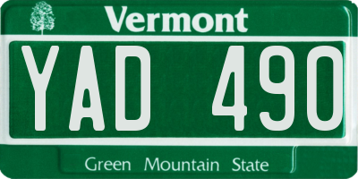 VT license plate YAD490