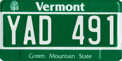 VT license plate YAD491