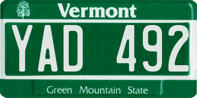 VT license plate YAD492