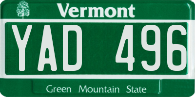 VT license plate YAD496