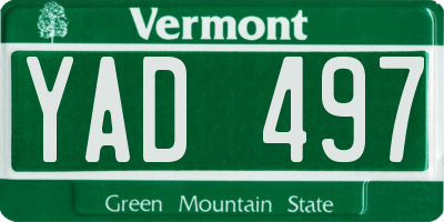 VT license plate YAD497