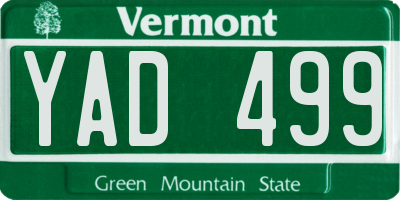 VT license plate YAD499