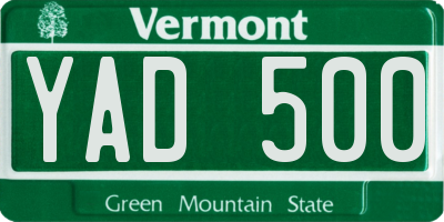 VT license plate YAD500