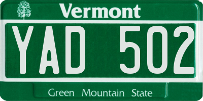VT license plate YAD502