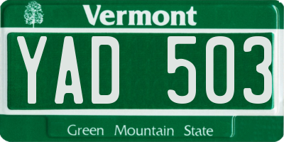 VT license plate YAD503