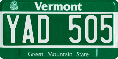 VT license plate YAD505