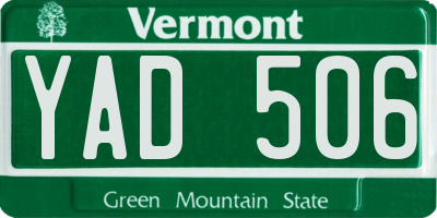 VT license plate YAD506