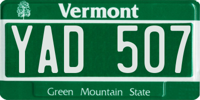VT license plate YAD507