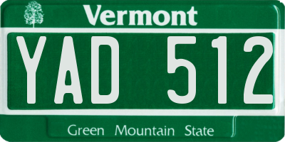 VT license plate YAD512