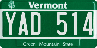 VT license plate YAD514