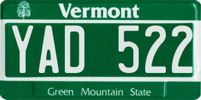 VT license plate YAD522