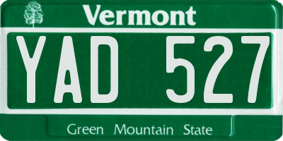 VT license plate YAD527