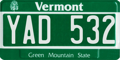 VT license plate YAD532