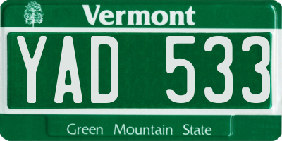 VT license plate YAD533
