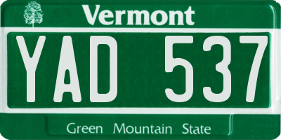 VT license plate YAD537
