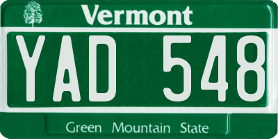 VT license plate YAD548