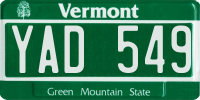 VT license plate YAD549