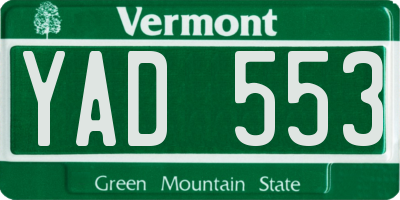 VT license plate YAD553