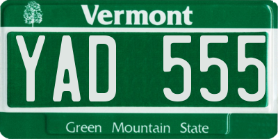 VT license plate YAD555
