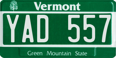 VT license plate YAD557