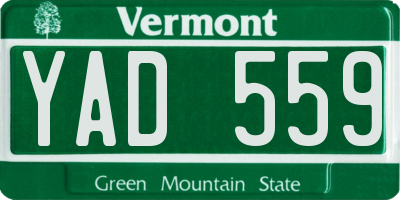 VT license plate YAD559