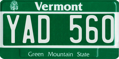 VT license plate YAD560