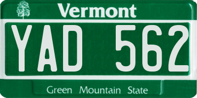 VT license plate YAD562