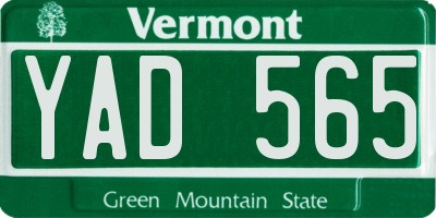 VT license plate YAD565