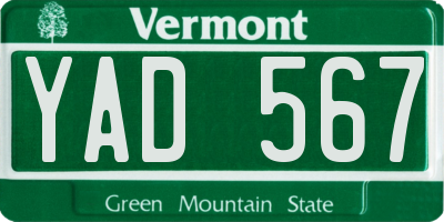 VT license plate YAD567