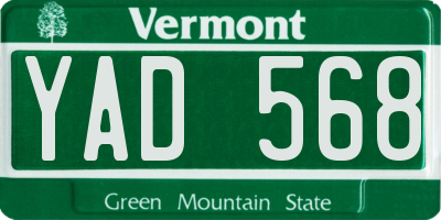 VT license plate YAD568