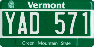 VT license plate YAD571