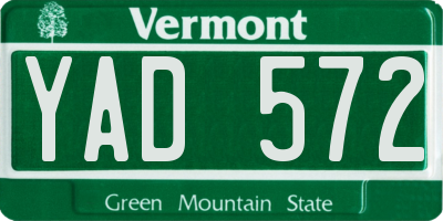 VT license plate YAD572