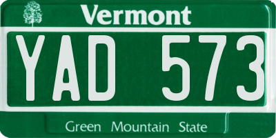 VT license plate YAD573