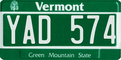 VT license plate YAD574