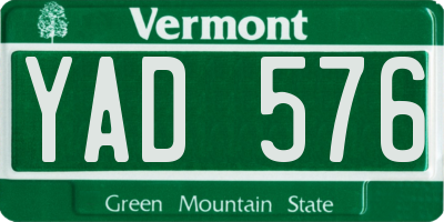 VT license plate YAD576