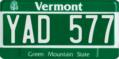 VT license plate YAD577