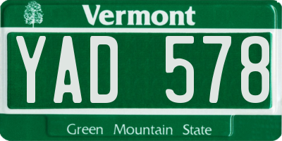 VT license plate YAD578