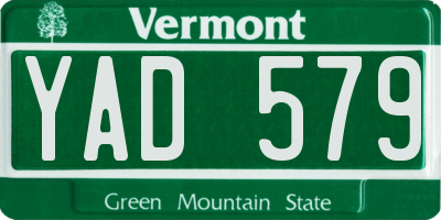 VT license plate YAD579