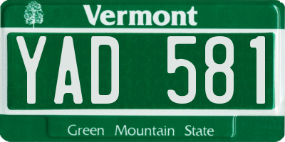 VT license plate YAD581