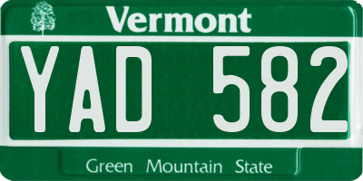 VT license plate YAD582