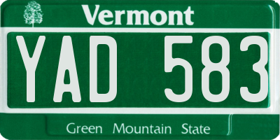 VT license plate YAD583