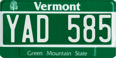 VT license plate YAD585