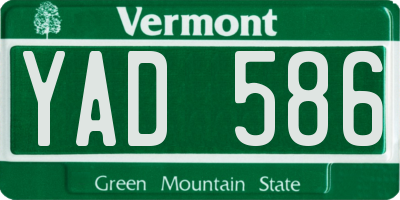 VT license plate YAD586