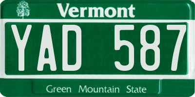 VT license plate YAD587