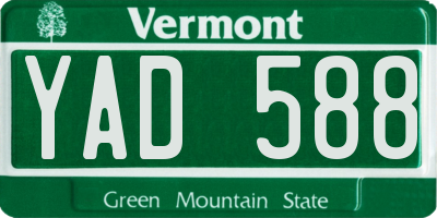 VT license plate YAD588