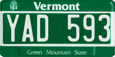 VT license plate YAD593
