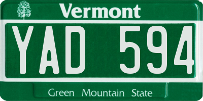 VT license plate YAD594