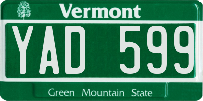 VT license plate YAD599
